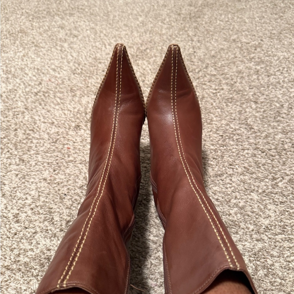 Diba Brown Pointed Toe Heeled Boots